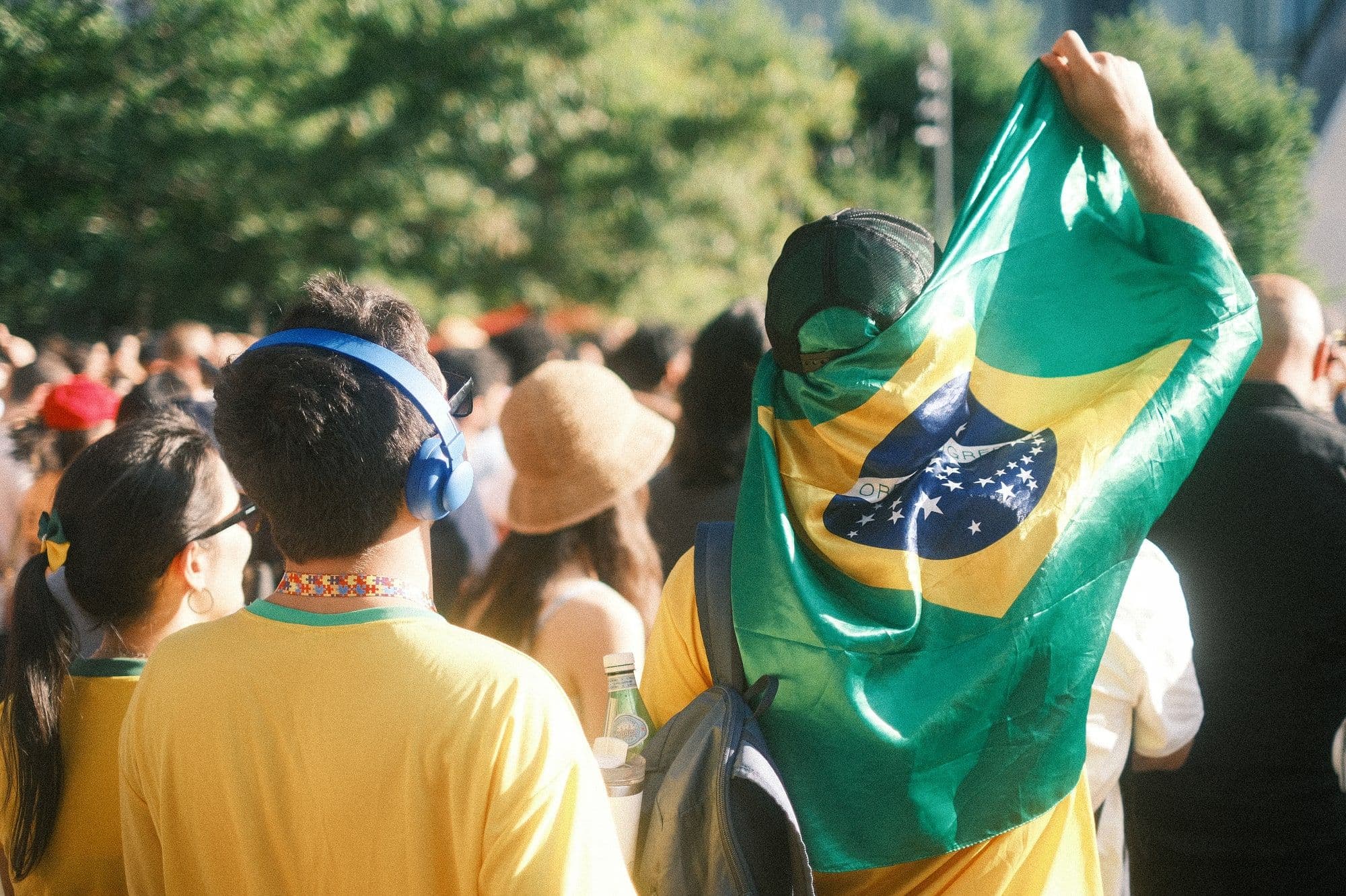 Brazilian flag in the crowd