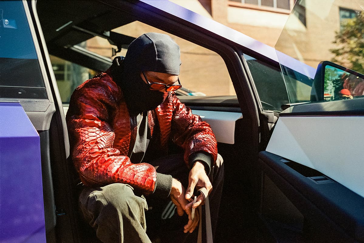 Red snakeskin in the Cybertruck