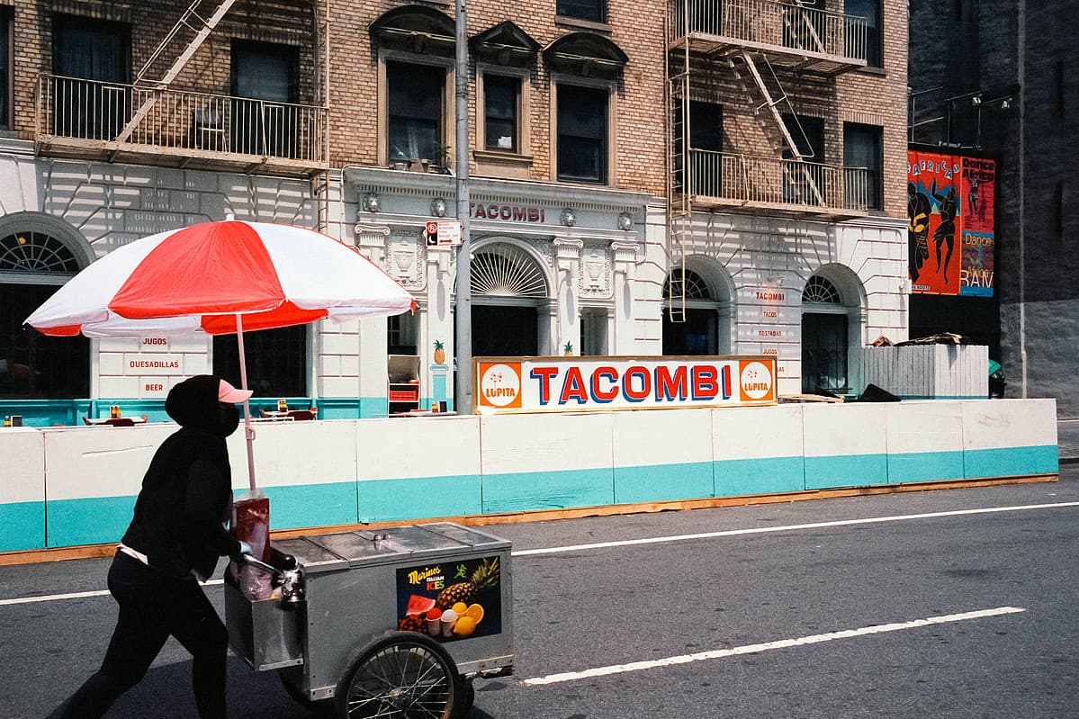 Fruit cart and Tacombi